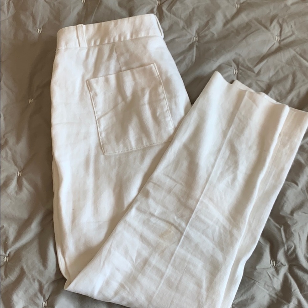 White linen slacks.